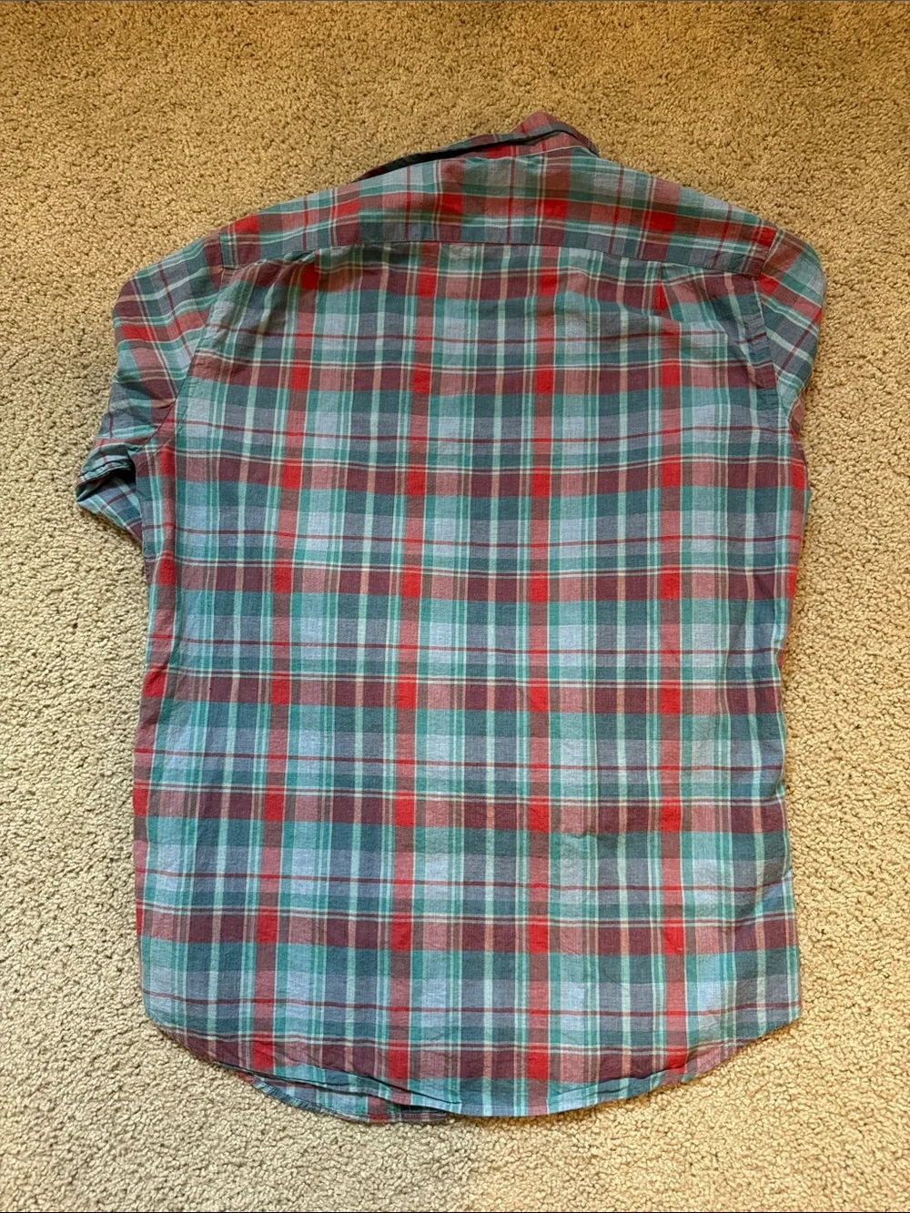 J. Crew Red and Teal Plaid Button-Down Shirt